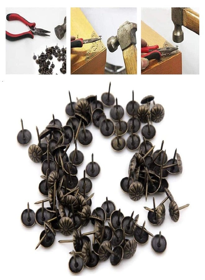 QZIBEVA Pack of 25 Upholstery Flower Tacks Nail Furniture Pins 11 mm Escutcheon Pins Bronze Finish Item-FJ25 Small - Image 5